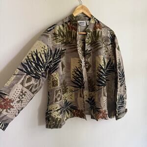 90's Vintage Chicos Design 100% Silk Tropical Print Silk Blouse Size 8